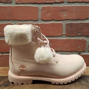 6 inch shearling boot for women in light pink